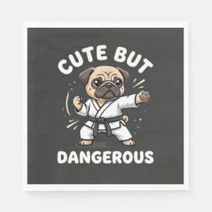 Servilleta De Papel Pug de karate lindo pero peligroso