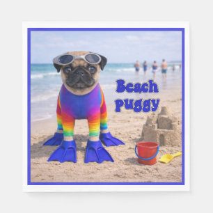 Servilleta De Papel Pug de la playa