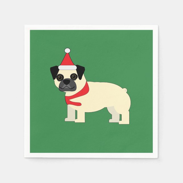 Servilleta De Papel Pug de Santa (Anverso)
