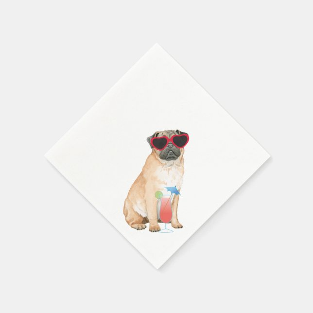 Servilleta De Papel Pug de verano (Borde)