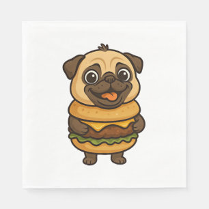 Servilleta De Papel Pug divertido con hamburguesa cheeseburger mítico