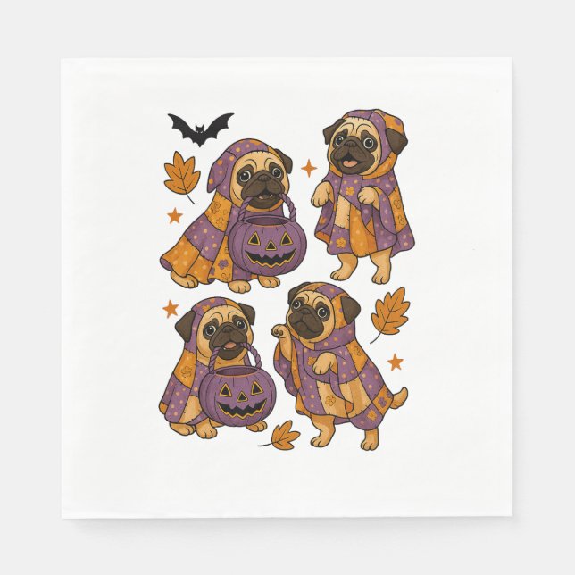 Servilleta De Papel Pug Dog Ghost Halloween Spooky (Anverso)