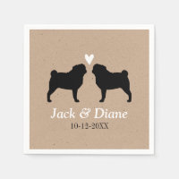Pug Dog Silhouettes Boda Pareja Personalizado