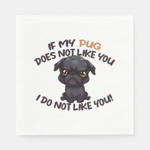 Servilleta De Papel Pug enojado (negro) - Diseño único