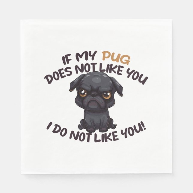 Servilleta De Papel Pug enojado (negro) - Diseño único (Anverso)