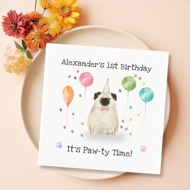 Servilleta De Papel Pug Lets Dog Birday Party (Subido por el creador)