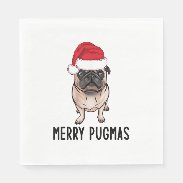 Servilleta De Papel Pug Merry Christmas Pug Merry Pugmas (Anverso)