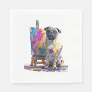 Servilleta De Papel Pug Pintor - Perro de Arte Abstracto