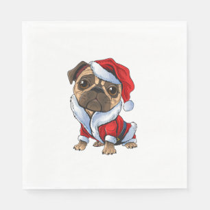 Servilleta De Papel Pug Santa Navidades de disfraces Pajama Cute Perro