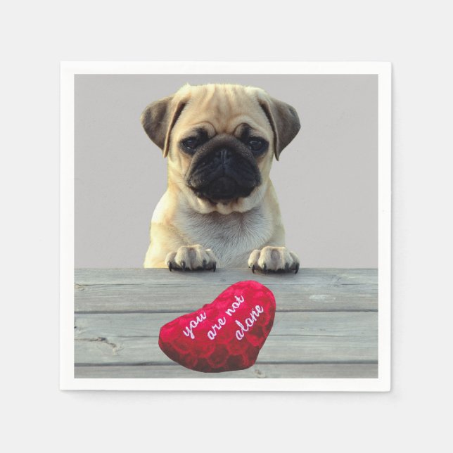 Servilleta De Papel Pug Wishing Happy Valentine Day paper napkin (Anverso)