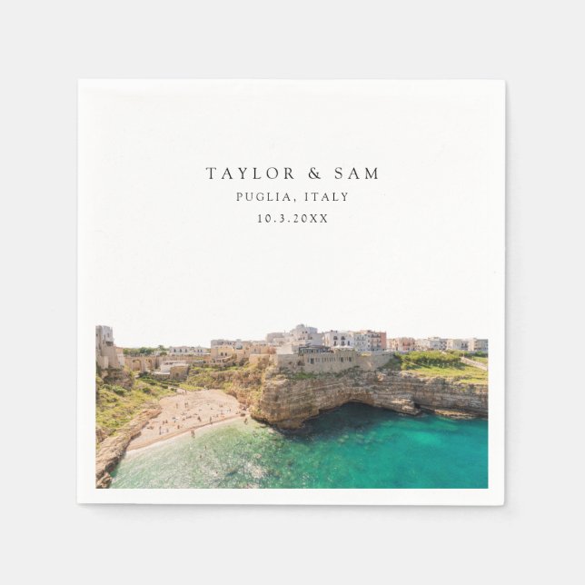 Servilleta De Papel Puglia Boda Personalizado Cocktail Napkin (Anverso)