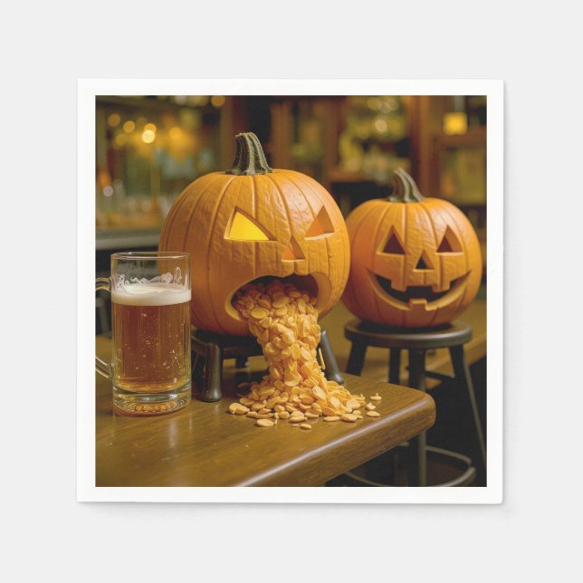 Servilleta De Papel Puking Halloween Pumpkin In a Bar (Anverso)