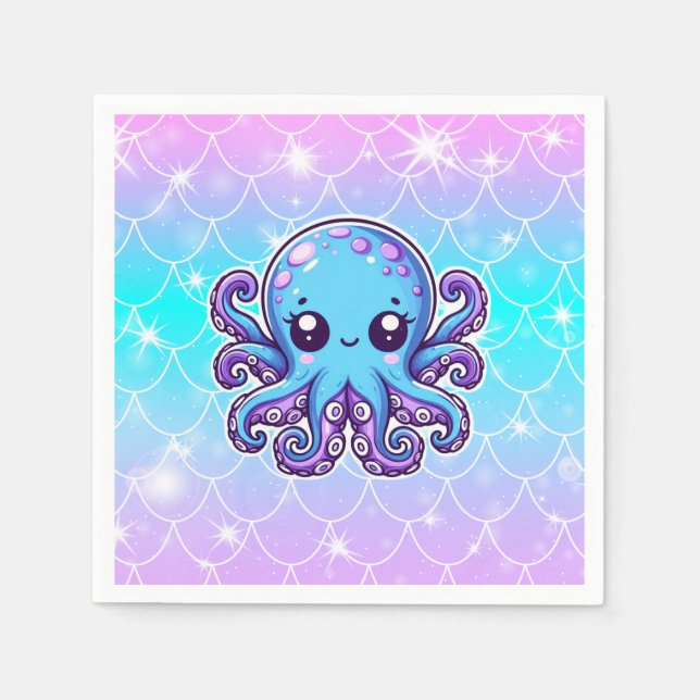 Servilleta De Papel Pulpo azul lindo (Anverso)