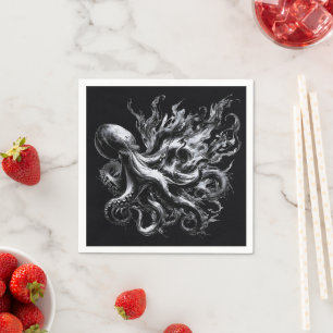 Servilleta De Papel Pulpo Kraken de fluido de tinta abstracta