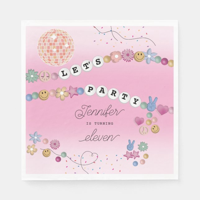 Servilleta De Papel Pulsera de la Amistad Joyas para Niñas Fiesta de C (Anverso)