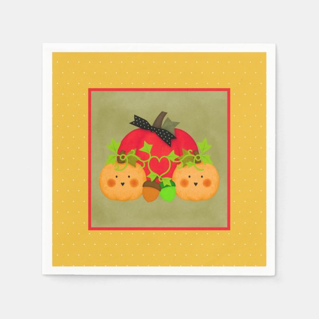 Servilleta De Papel Pumpkin & Acorn October Halloween (Anverso)