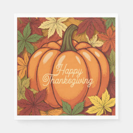 Servilleta De Papel Pumpkin and Leaves Thanksgiving