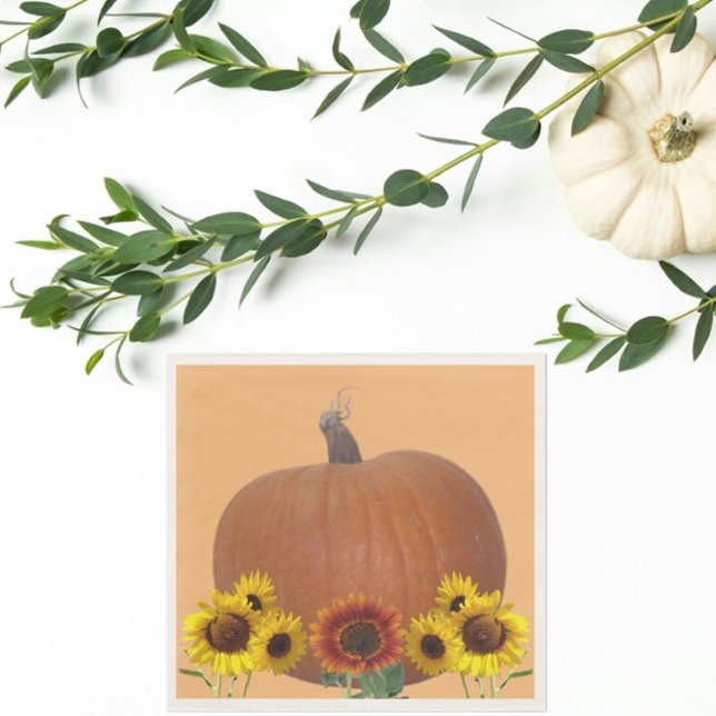 Servilleta De Papel Pumpkin and Sunflowers Orange Thanksgiving   (Subido por el creador)