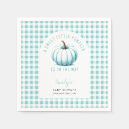 Servilleta De Papel Pumpkin Blue Gingham Plaid Boy Baby Shower