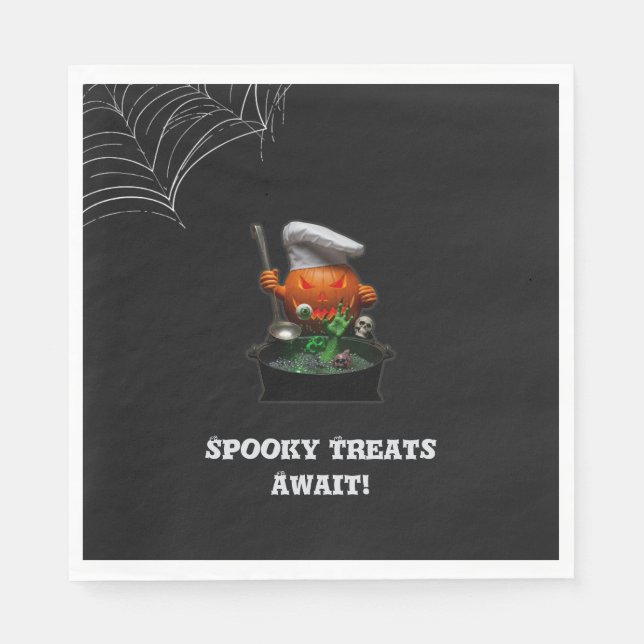 Servilleta De Papel Pumpkin Chef Halloween Party – Spooky Cauldron (Anverso)