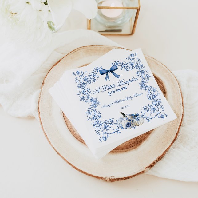Servilleta De Papel Pumpkin Dusty Blue Whimsical Floral Baby Shower (Subido por el creador)