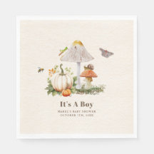 Pumpkins Mushroom Woodland Insectos Boy Baby Showe