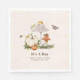 Servilleta De Papel Pumpkins Mushroom Woodland Insectos Boy Baby Showe