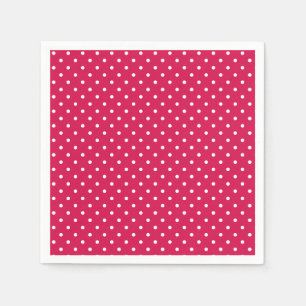 Servilleta De Papel Punto Clásico de Lunares Blanco - Rojo Frambuesa