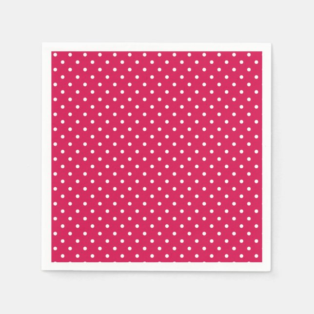 Servilleta De Papel Punto Clásico de Lunares Blanco - Rojo Frambuesa (Anverso)