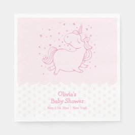 Servilleta De Papel Punto de Polka Moderno Rosa Cute Unicornio Baby Sh