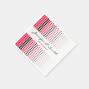 Servilleta De Papel Punto de polka negro y rojo carmín