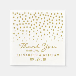 Servilleta De Papel Punto de Polka Oro - Blanco y Oro - Boda