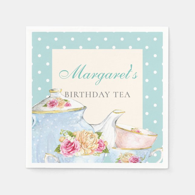 Servilleta De Papel Punto de Polka Personalizado Fiesta del Tea de Cum (Anverso)