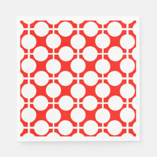 Servilleta De Papel punto de polka rojo y blanco y patrón de comprobac