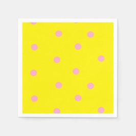 Servilleta De Papel Punto de polka rosa sobre amarillo