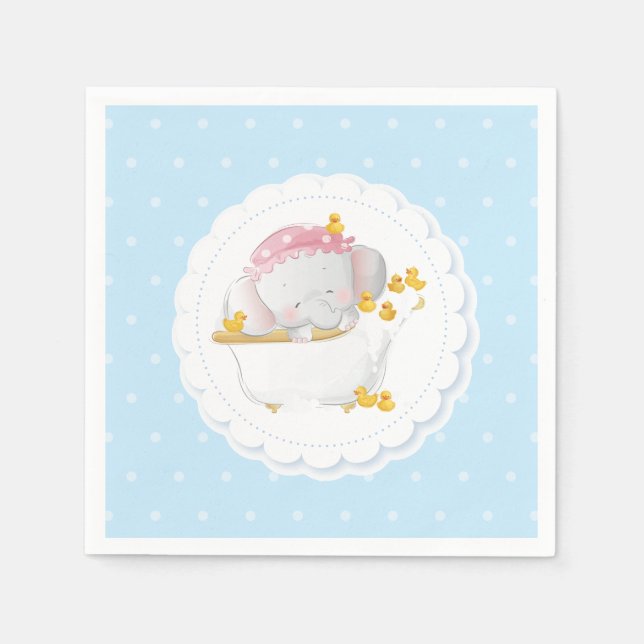 Servilleta De Papel Punto del Elephant Bath Blue Polka (Anverso)