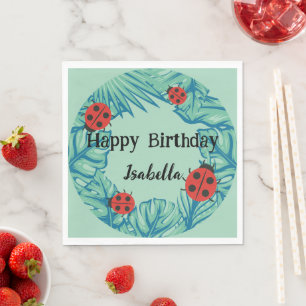 Servilleta De Papel Punto polka rojo lindo Ladybug Jungle Salta Cumple
