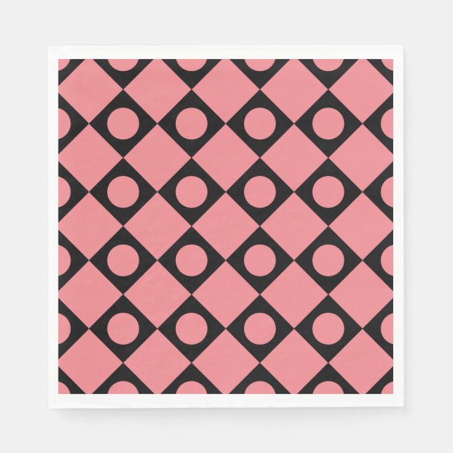 Servilleta De Papel Punto retro negro (Anverso)