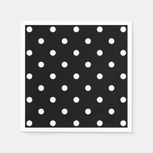 Servilleta De Papel Puntos Blancos Retro Sobre Negro
