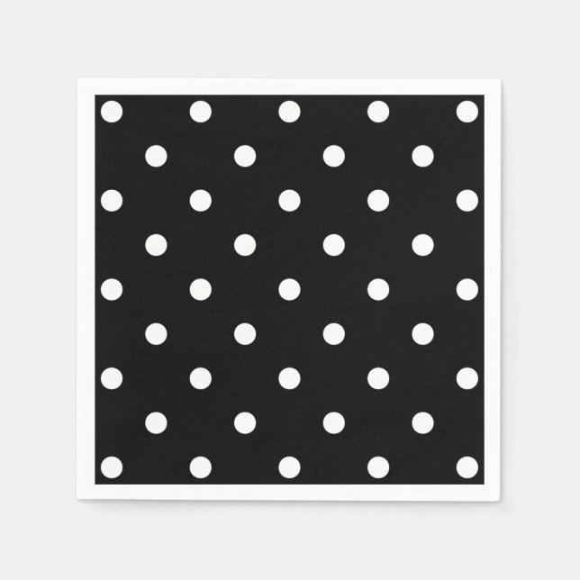 Servilleta De Papel Puntos Blancos Retro Sobre Negro (Anverso)