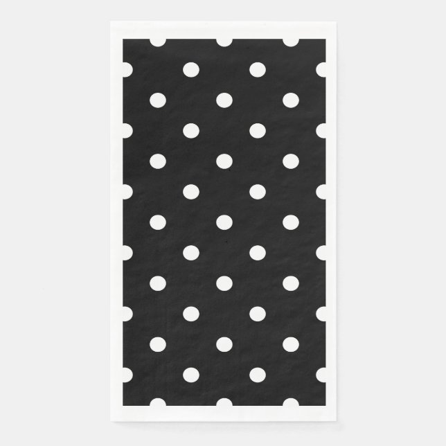 Servilleta De Papel Puntos Blancos Retro Sobre Negro (Anverso)