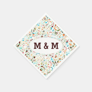 Servilleta De Papel Puntos de color y patrón de círculo + texto y fond