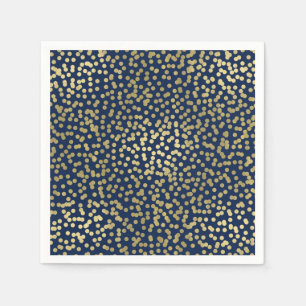 Servilleta De Papel Puntos de Confeti Azul Oscuro y Dorado Elegante Gl