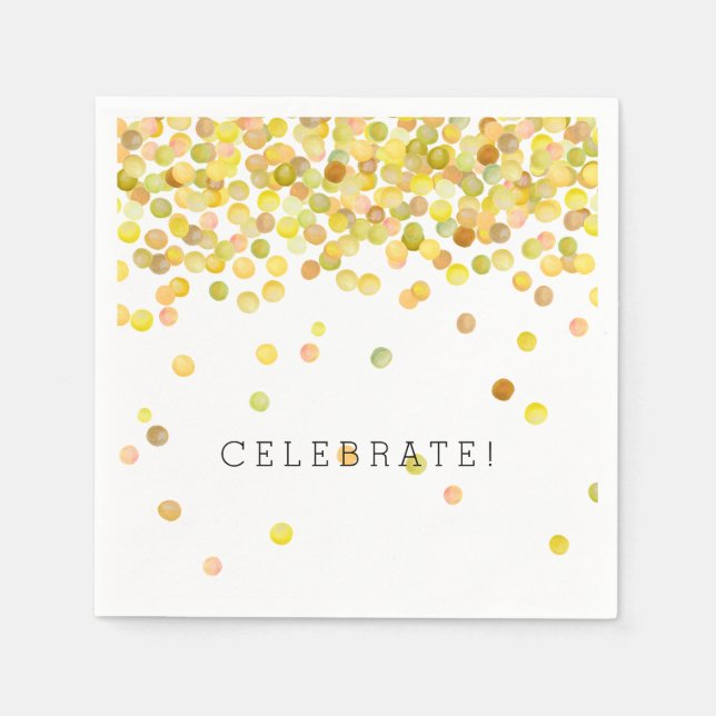 Servilleta De Papel Puntos de Confetti de oro amarillo (Anverso)