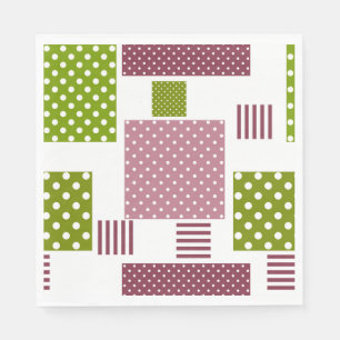 Servilleta De Papel Puntos de lunares marrones verdes de patchwork par