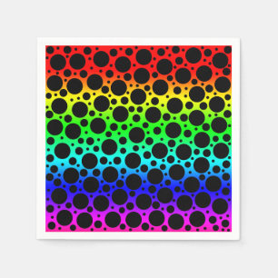 Servilleta De Papel Puntos de Polka aleatorios - Negro sobre arcoiris