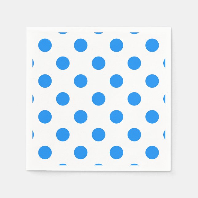 Servilleta De Papel Puntos de Polka azul de fondo blanco (Anverso)