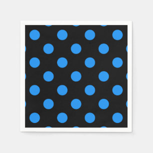 Servilleta De Papel Puntos de Polka Azul de Fondo Negro
