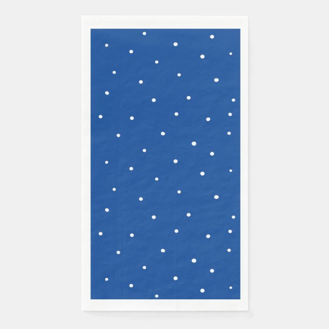 Servilleta De Papel Puntos de polka blanco con fondo azul (Anverso)