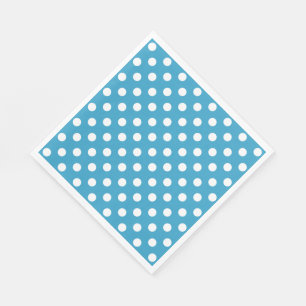 Servilleta De Papel Puntos de Polka Blanco sobre fondo azul pavo real